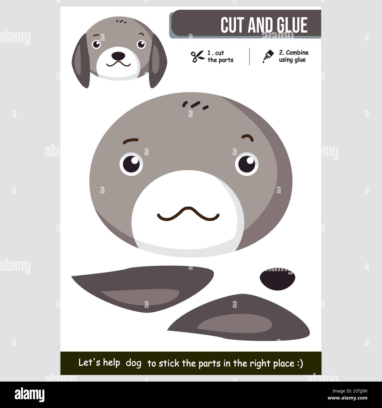 Un joli projet de coupe-colle sur le thème du chiot conçu pour les jeunes apprenants afin d'améliorer leur créativité et leur motricité fine. Cette activité engageante est parfaite fo Illustration de Vecteur