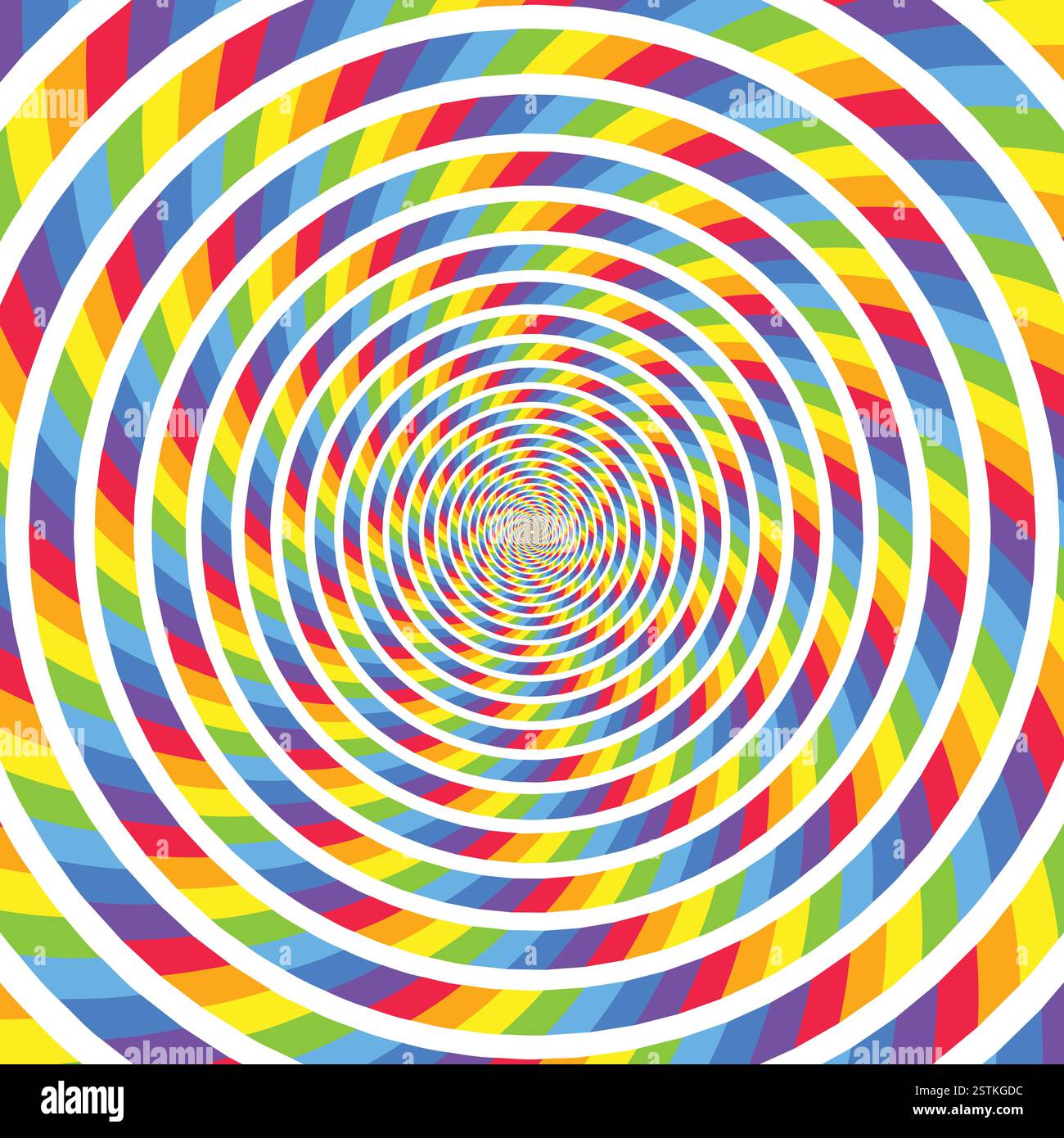 Fond de tourbillon hypnotique arc-en-ciel spirale, illusion optique du mouvement, illustration vectorielle opt art style, géométrique abstrait coloré, p multicolore Illustration de Vecteur