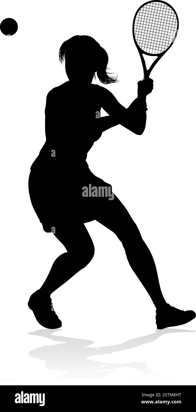 Tennis Player Woman Sport Person Silhouette Illustration de Vecteur