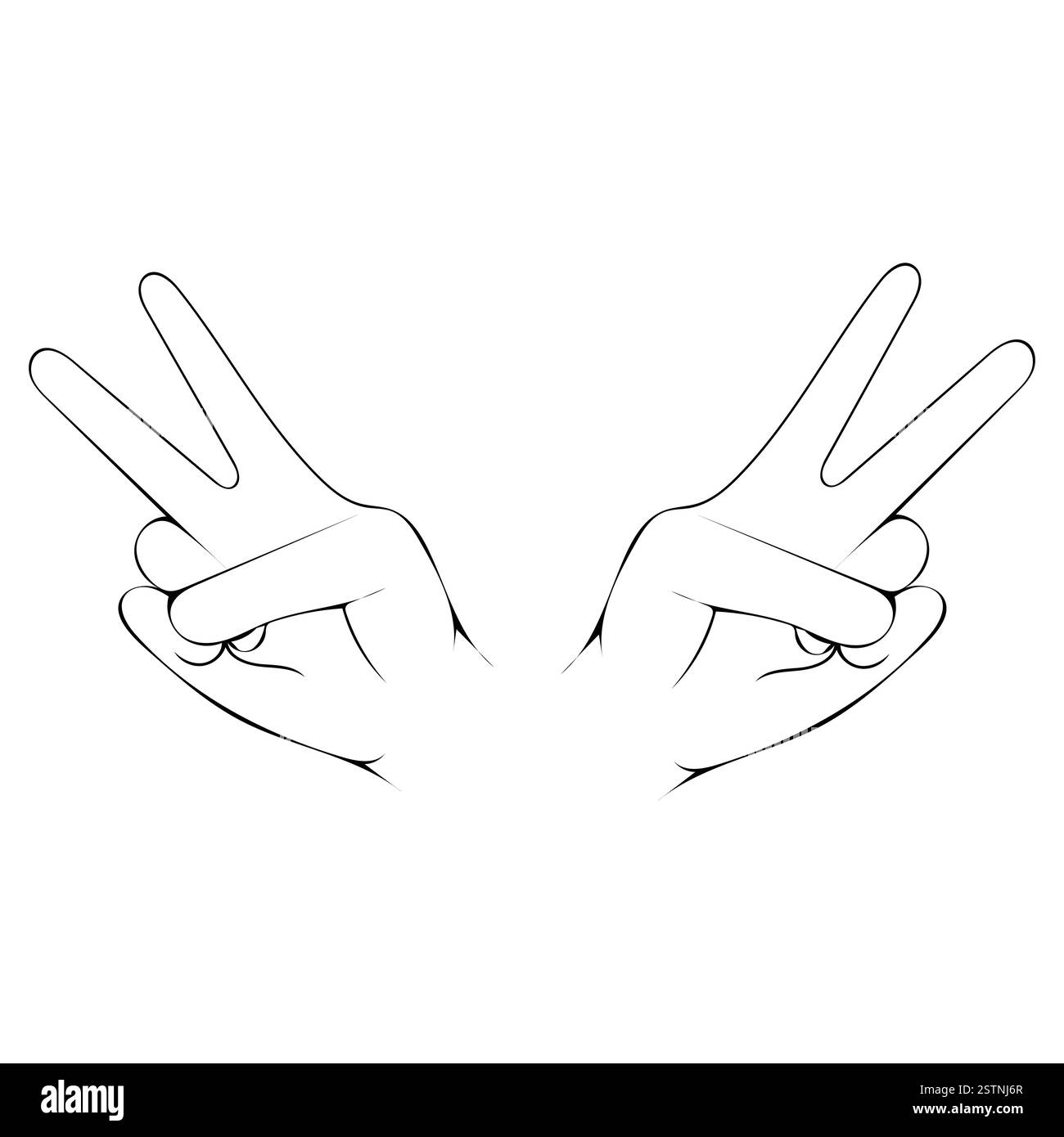 Dessin minimaliste à la main du signe de victoire Illustration de Vecteur