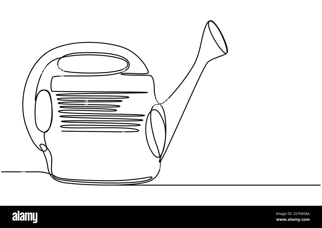Outil de jardinage pour arrosoir à une ligne d'art continu Illustration de Vecteur