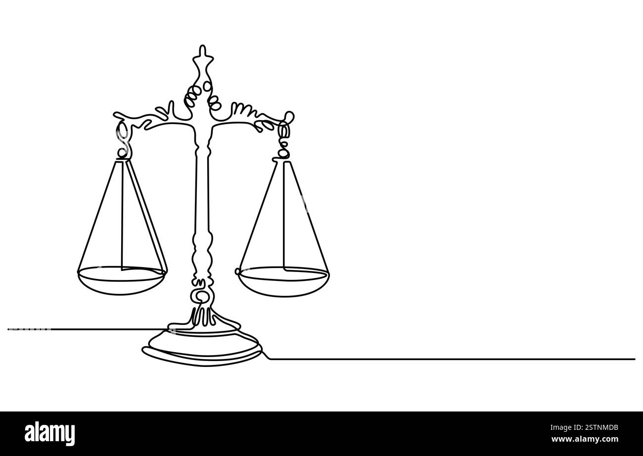 Icône de ligne continue de la balance en laiton Illustration de Vecteur