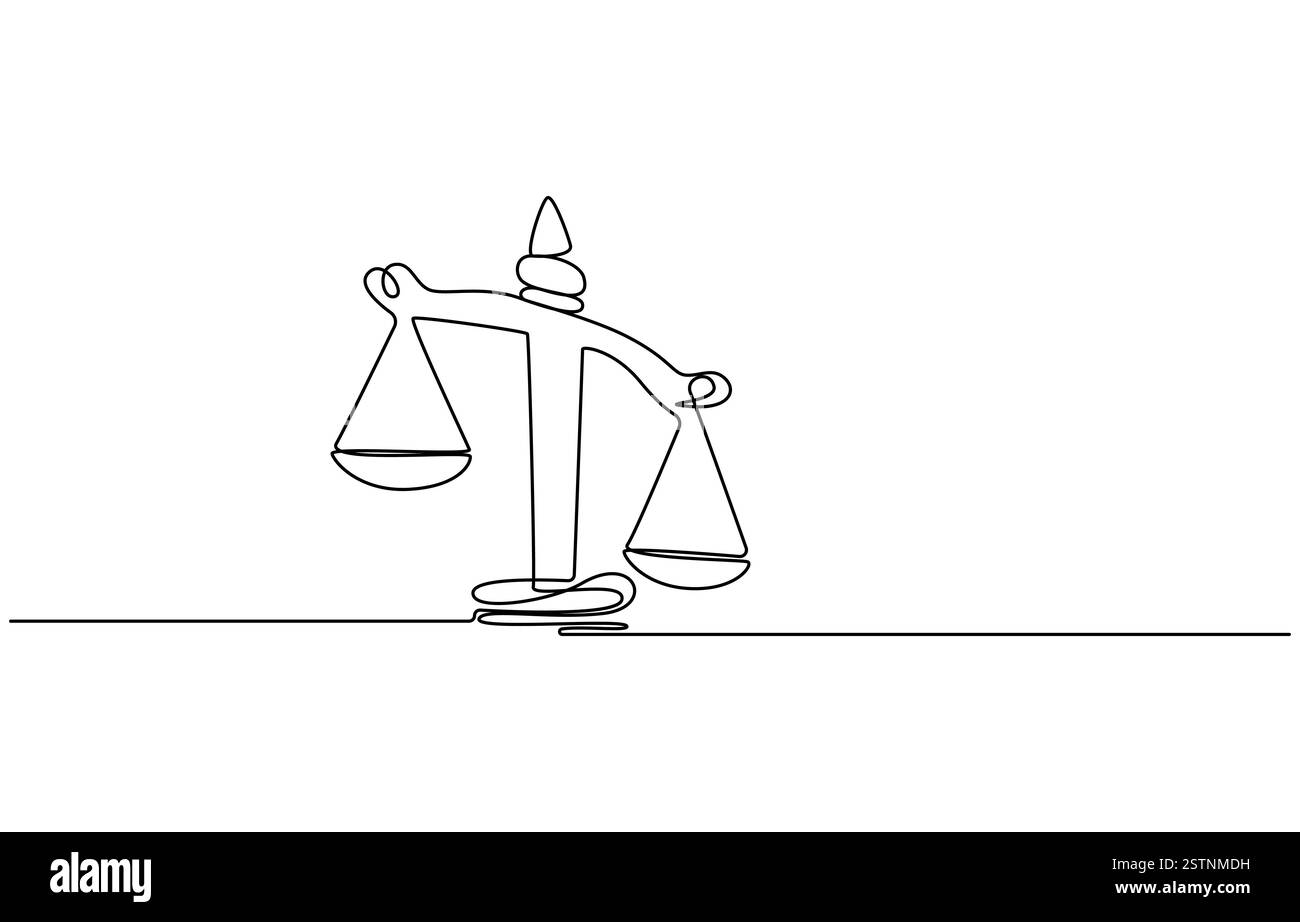 Icône de ligne continue de la balance en laiton Illustration de Vecteur