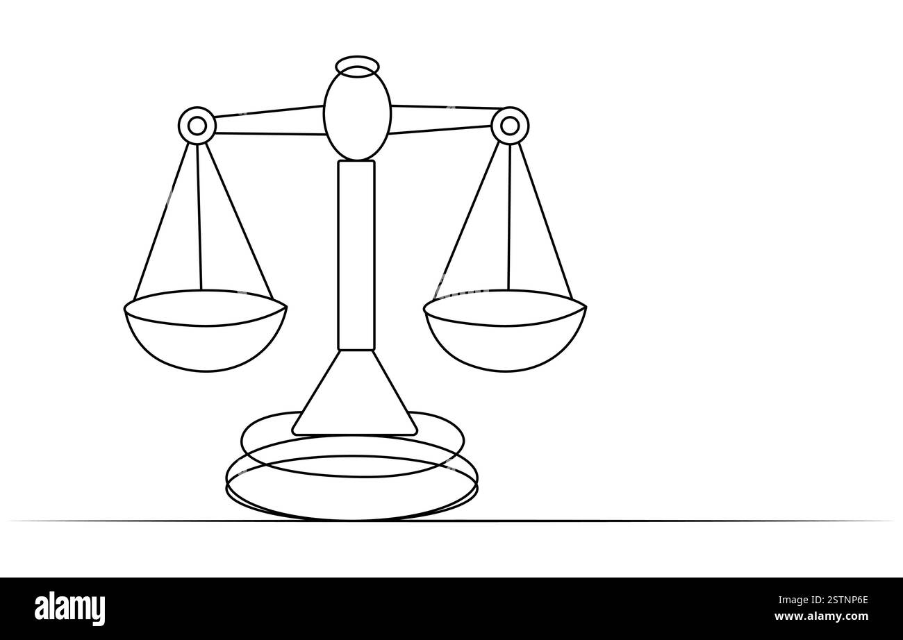 Icône de ligne continue de la balance en laiton Illustration de Vecteur