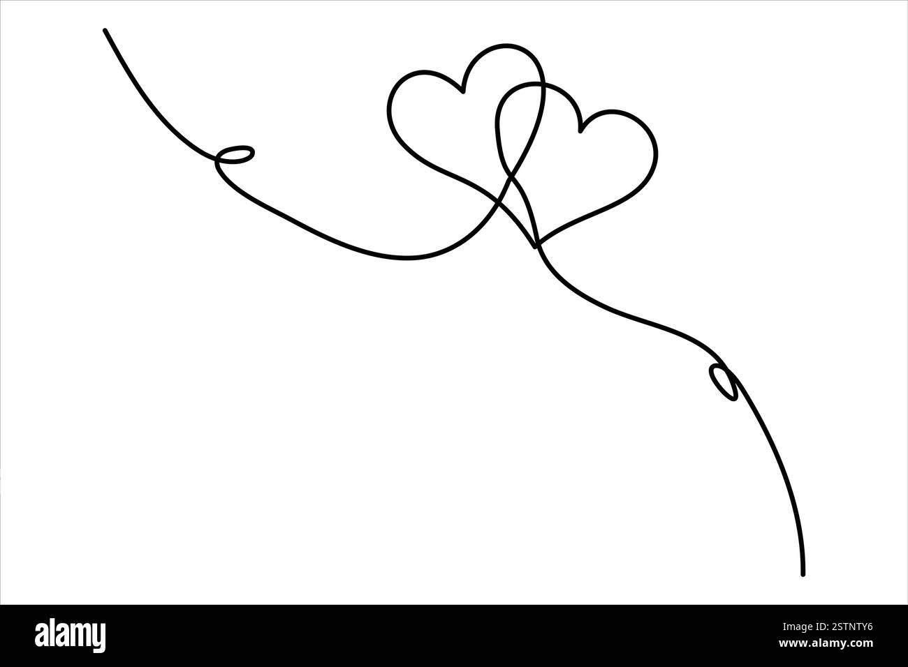 Dessin de deux coeurs de symbole de coeur isolé sur fond blanc illustration vectorielle de contour Illustration de Vecteur