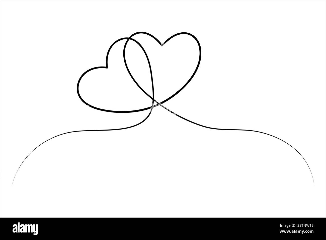 Dessin de deux coeurs de symbole de coeur isolé sur fond blanc illustration vectorielle de contour Illustration de Vecteur