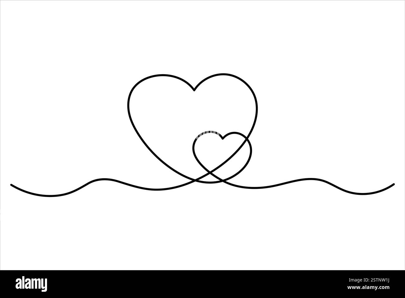 Dessin de deux coeurs de symbole de coeur isolé sur fond blanc illustration vectorielle de contour Illustration de Vecteur