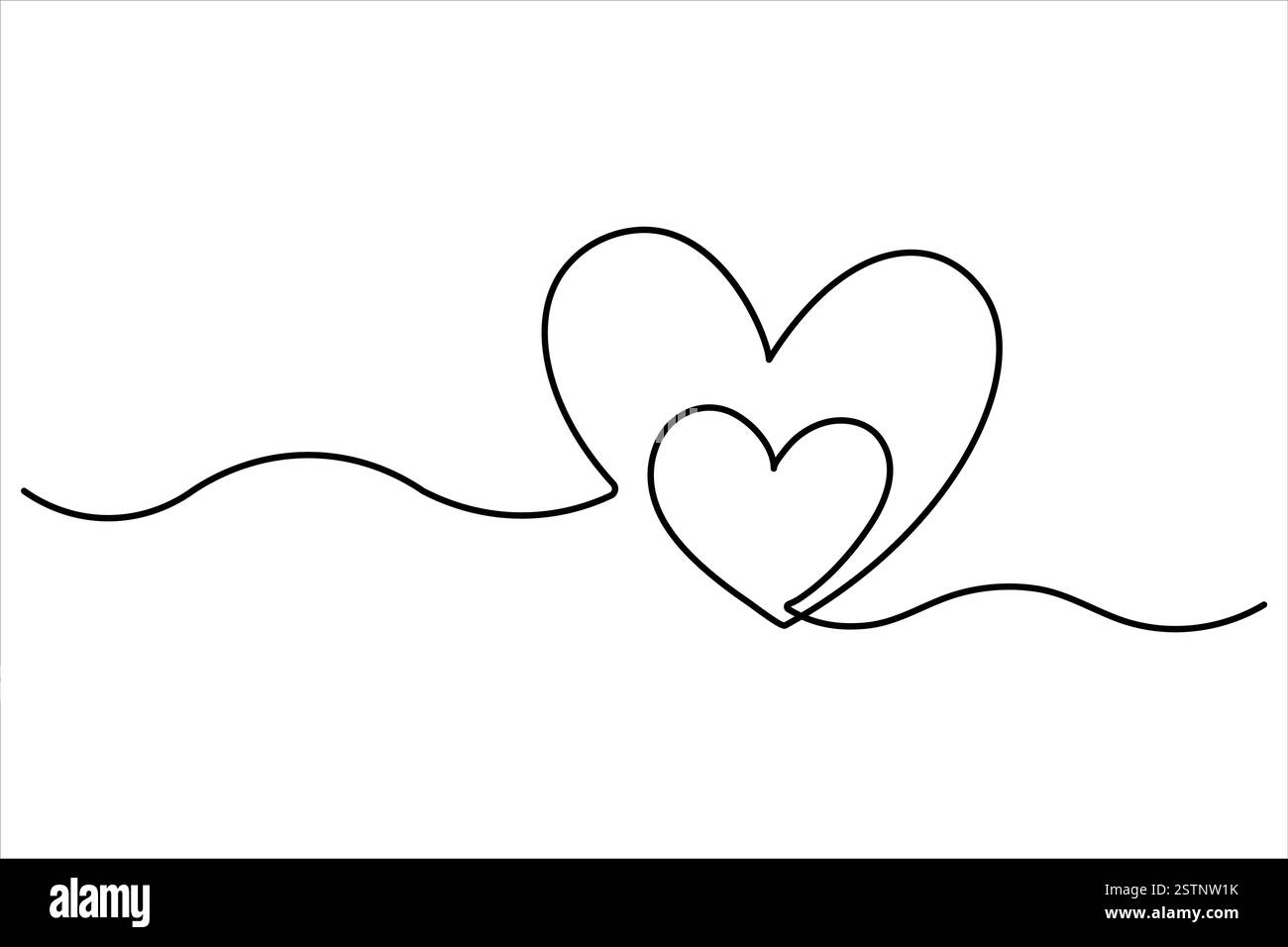 Dessin de deux coeurs de symbole de coeur isolé sur fond blanc illustration vectorielle de contour Illustration de Vecteur