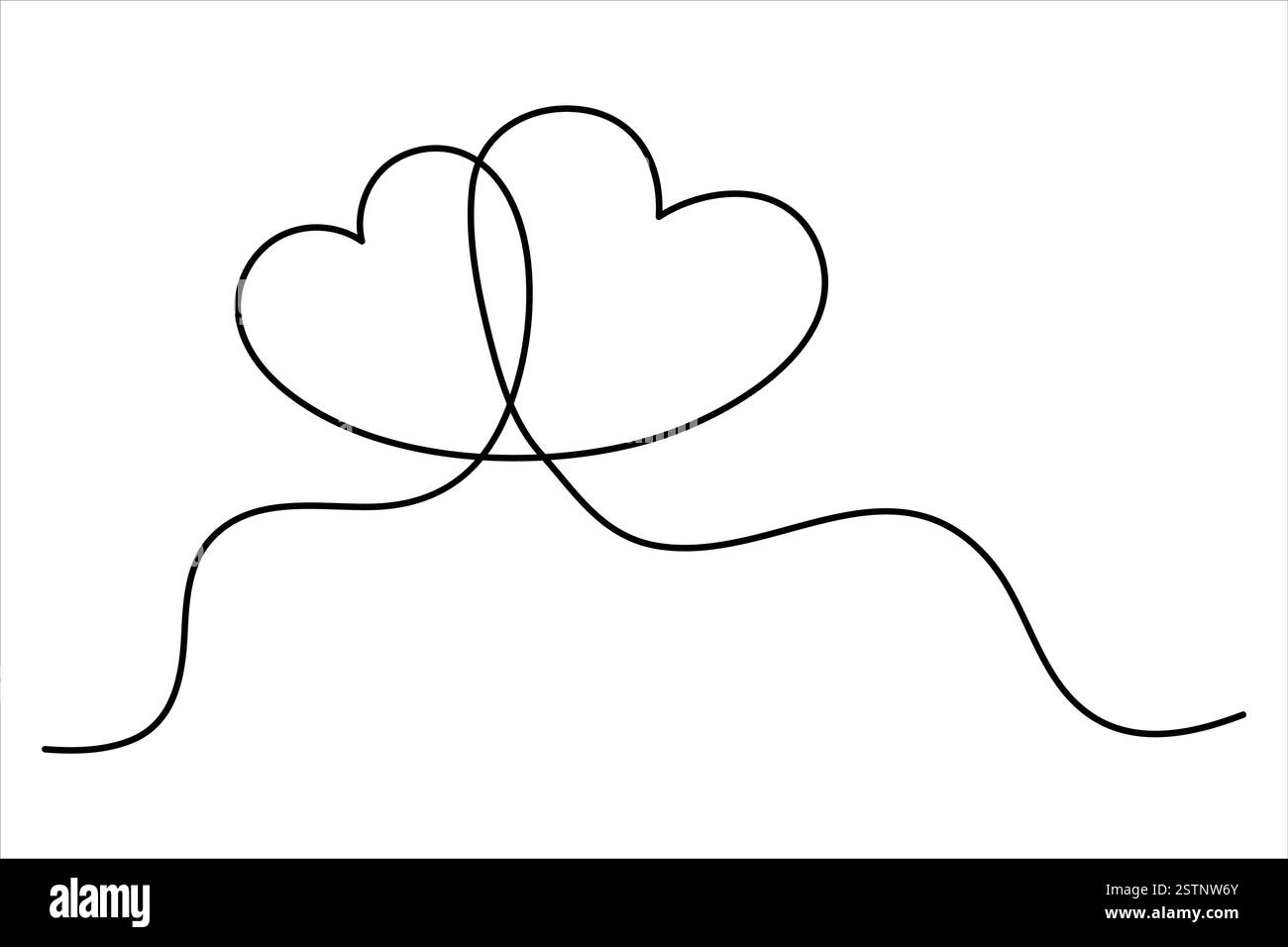 Dessin de deux coeurs de symbole de coeur isolé sur fond blanc illustration vectorielle de contour Illustration de Vecteur