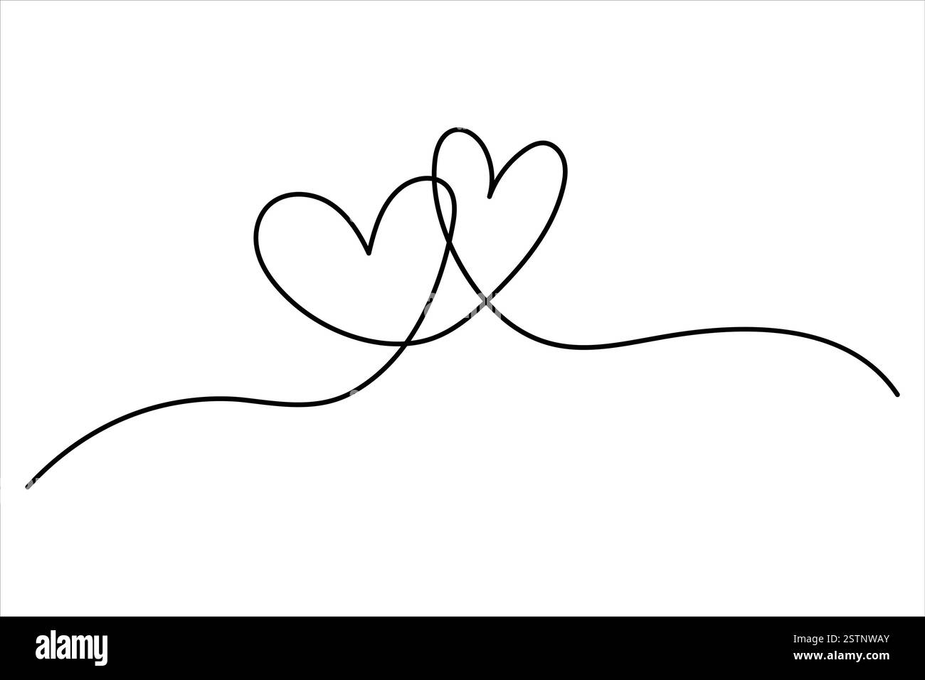 Dessin de deux coeurs de symbole de coeur isolé sur fond blanc illustration vectorielle de contour Illustration de Vecteur