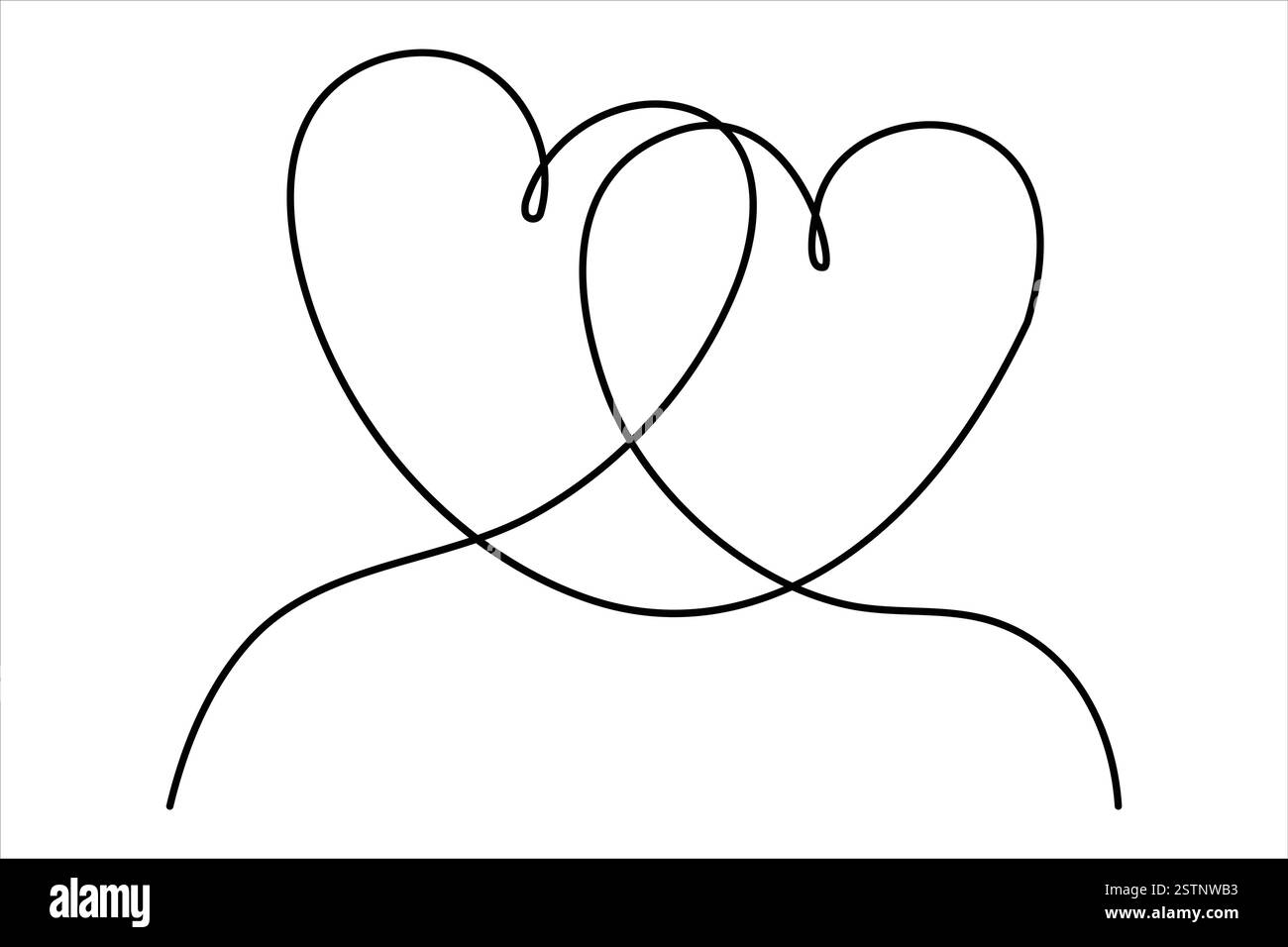 Dessin de deux coeurs de symbole de coeur isolé sur fond blanc illustration vectorielle de contour Illustration de Vecteur