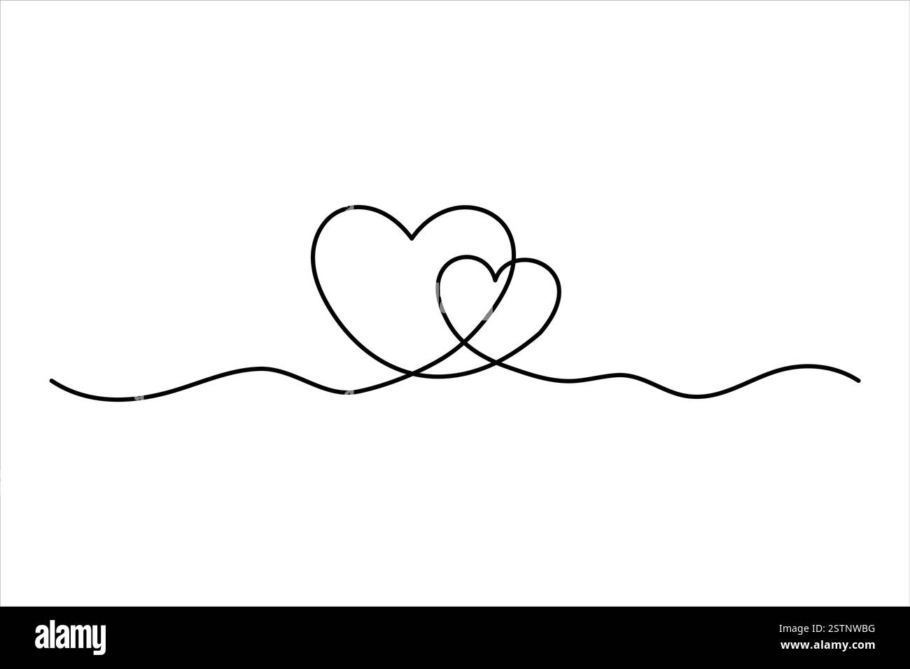 Dessin de deux coeurs de symbole de coeur isolé sur fond blanc illustration vectorielle de contour Illustration de Vecteur