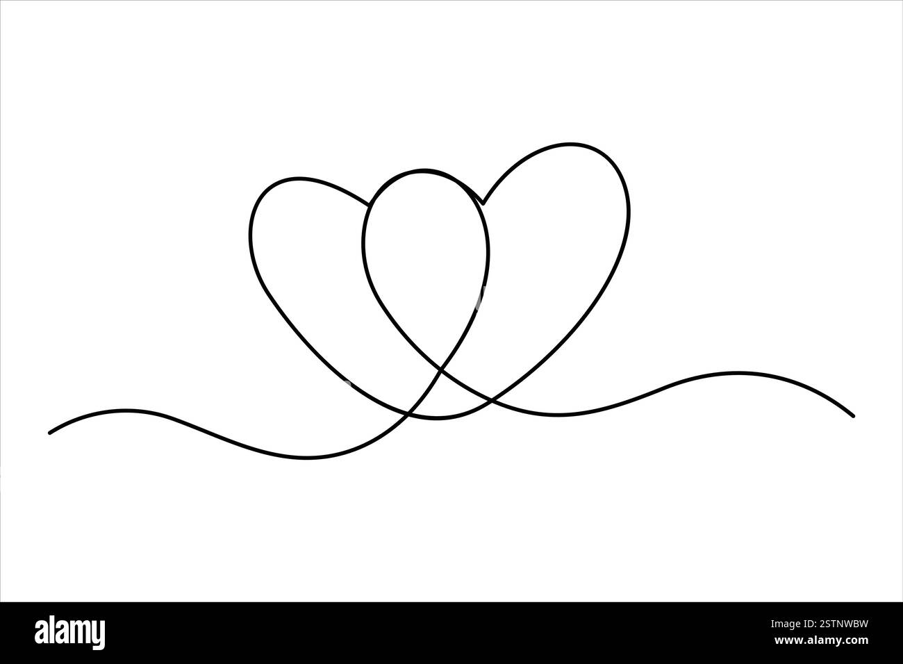 Dessin de deux coeurs de symbole de coeur isolé sur fond blanc illustration vectorielle de contour Illustration de Vecteur