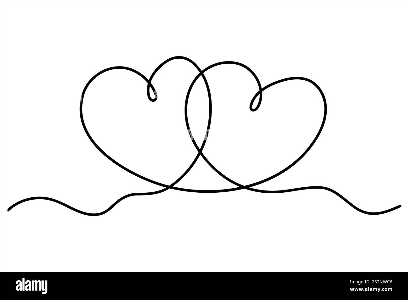 Dessin de deux coeurs de symbole de coeur isolé sur fond blanc illustration vectorielle de contour Illustration de Vecteur