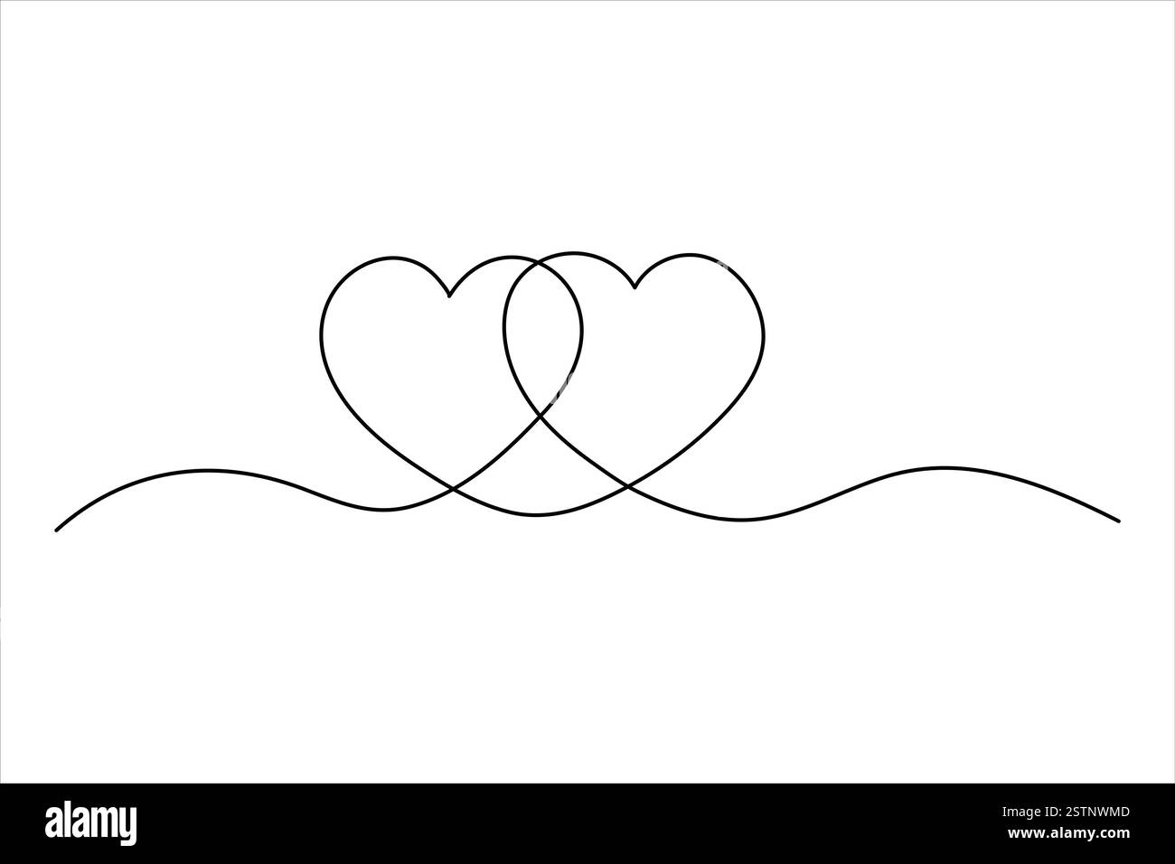 Dessin de deux coeurs de symbole de coeur isolé sur fond blanc illustration vectorielle de contour Illustration de Vecteur