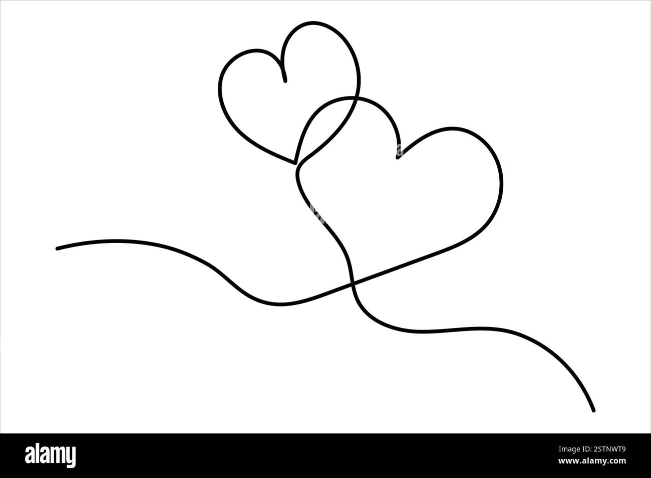 Dessin de deux coeurs de symbole de coeur isolé sur fond blanc illustration vectorielle de contour Illustration de Vecteur