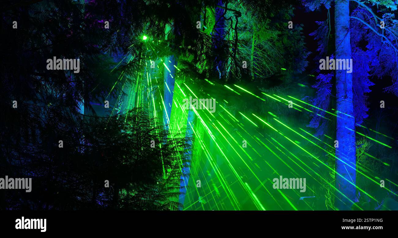 Mainau, Allemagne - 27 décembre 2023 : un jardin de Noël - événement de Noël avec de belles créations lumineuses et illuminations sur l'île de Mainau Banque D'Images Mainau, Allemagne - 27 décembre 2023 : un jardin de Noël - événement de Noël avec de belles créations lumineuses et illuminations sur l'île de Mainau Banque D'Images