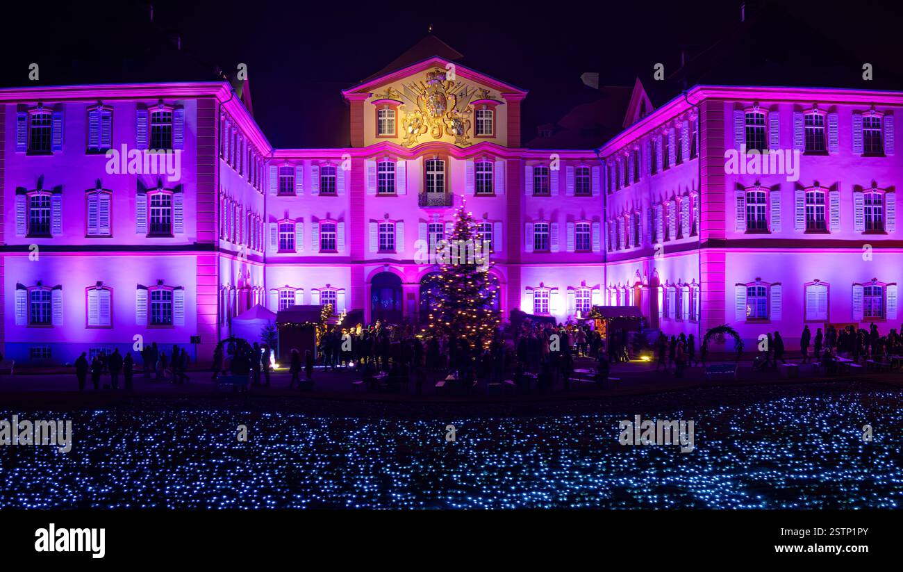 Mainau, Allemagne - 27 décembre 2023 : un jardin de Noël - événement de Noël avec de belles créations lumineuses et illuminations sur l'île de Mainau Banque D'Images Mainau, Allemagne - 27 décembre 2023 : un jardin de Noël - événement de Noël avec de belles créations lumineuses et illuminations sur l'île de Mainau Banque D'Images