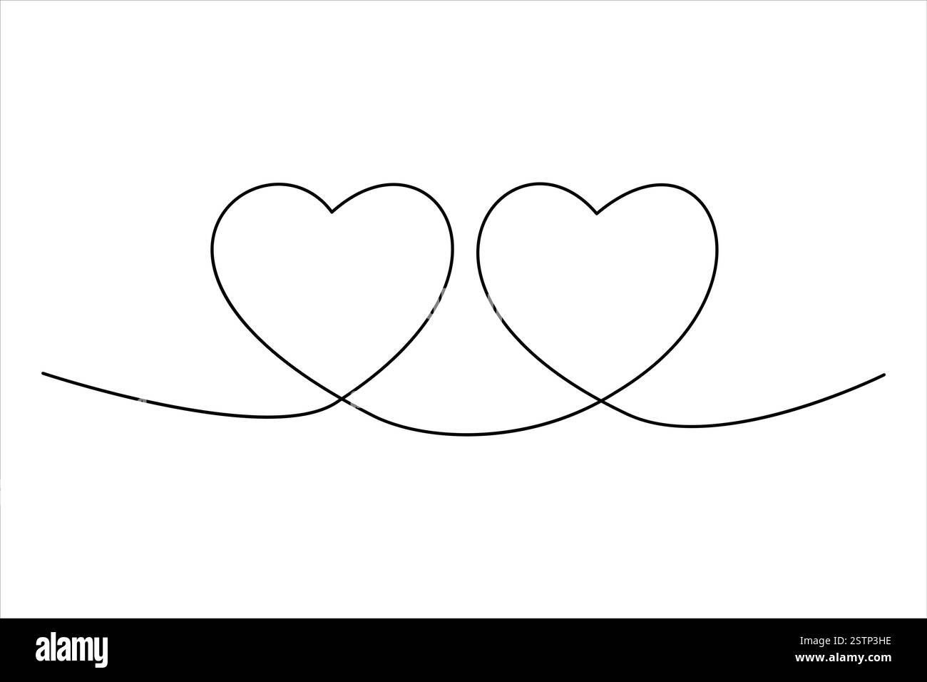 Dessin de deux coeurs de symbole de coeur isolé sur fond blanc illustration vectorielle de contour Illustration de Vecteur