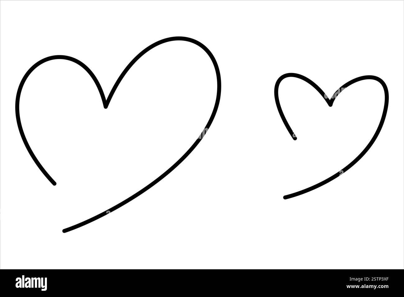 Dessin de deux coeurs de symbole de coeur isolé sur fond blanc illustration vectorielle de contour Illustration de Vecteur