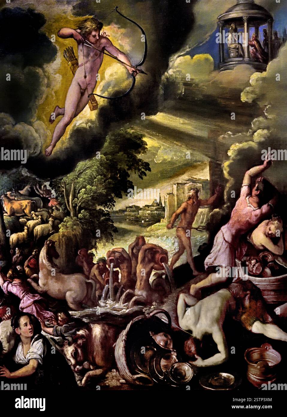 Apollon et Poséidon, punissant Troie 1590 par Paolo Fiammingo - Paulus Franck 1540-1596 Anvers , belge, Belgique, flamand, ( Paolo Fiammingo ou Paolo Franceschi (Anvers, CA. 1540-Venise, 1596) Hélène était l'épouse de Ménélas, le roi de Sparte, mais elle a été enlevée par le prince troyen, Paris, et emmenée à troie, dans certaines versions de l'histoire, elle peut être partie volontairement, la ville grecque de la guerre, ce qu'ils ont fait après 10 ans, Banque D'Images