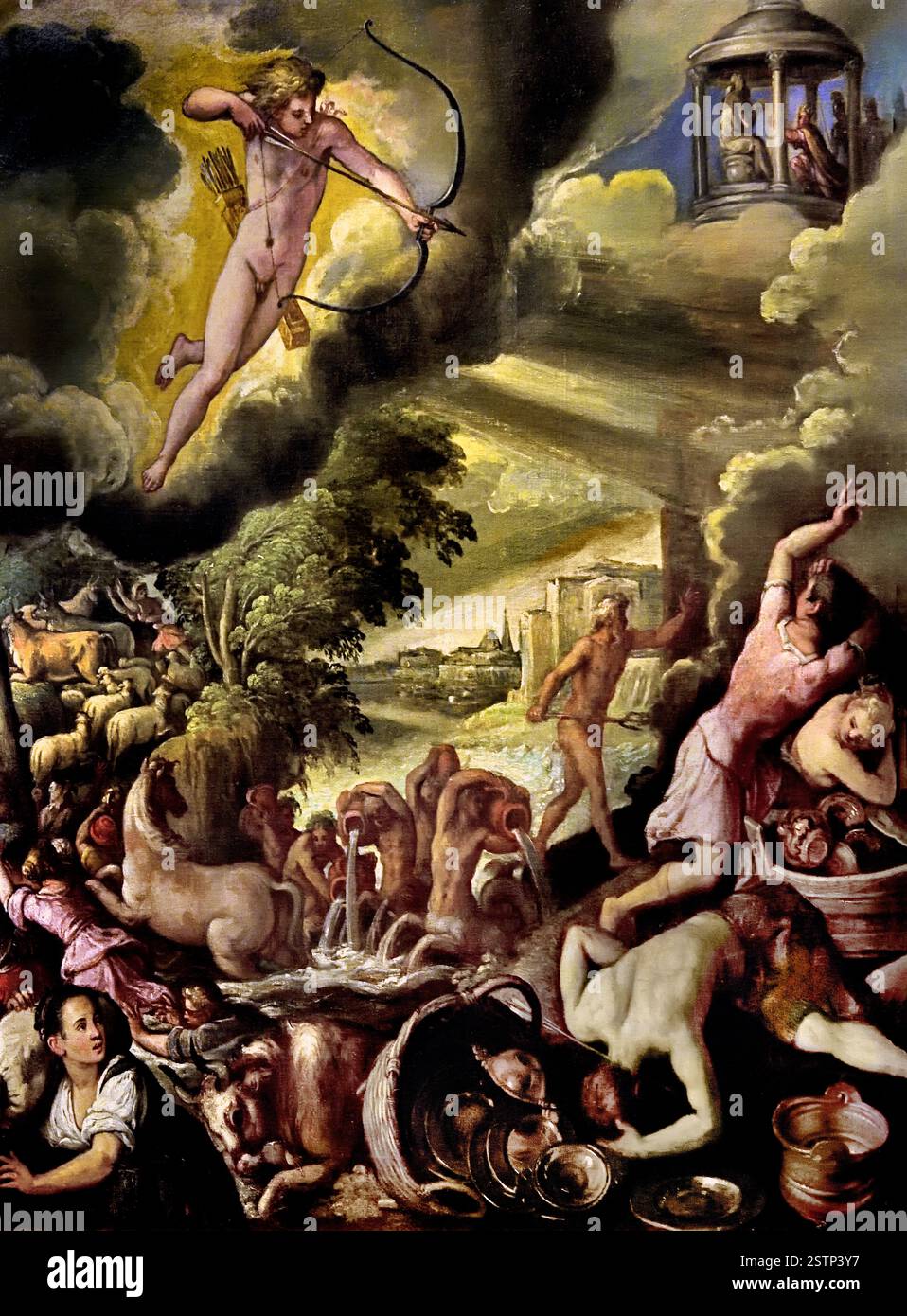 Apollon et Poséidon, punissant Troie 1590 par Paolo Fiammingo - Paulus Franck 1540-1596 Anvers , belge, Belgique, flamand, ( Paolo Fiammingo ou Paolo Franceschi (Anvers, CA. 1540-Venise, 1596) Hélène était l'épouse de Ménélas, le roi de Sparte, mais elle a été enlevée par le prince troyen, Paris, et emmenée à troie, dans certaines versions de l'histoire, elle peut être partie volontairement, la ville grecque de la guerre, ce qu'ils ont fait après 10 ans, Banque D'Images