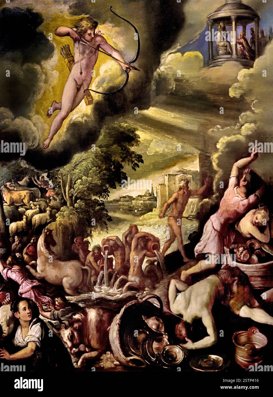 Apollon et Poséidon, punissant Troie 1590 par Paolo Fiammingo - Paulus Franck 1540-1596 Anvers , belge, Belgique, flamand, ( Paolo Fiammingo ou Paolo Franceschi (Anvers, CA. 1540-Venise, 1596) Hélène était l'épouse de Ménélas, le roi de Sparte, mais elle a été enlevée par le prince troyen, Paris, et emmenée à troie, dans certaines versions de l'histoire, elle peut être partie volontairement, la ville grecque de la guerre, ce qu'ils ont fait après 10 ans, Banque D'Images