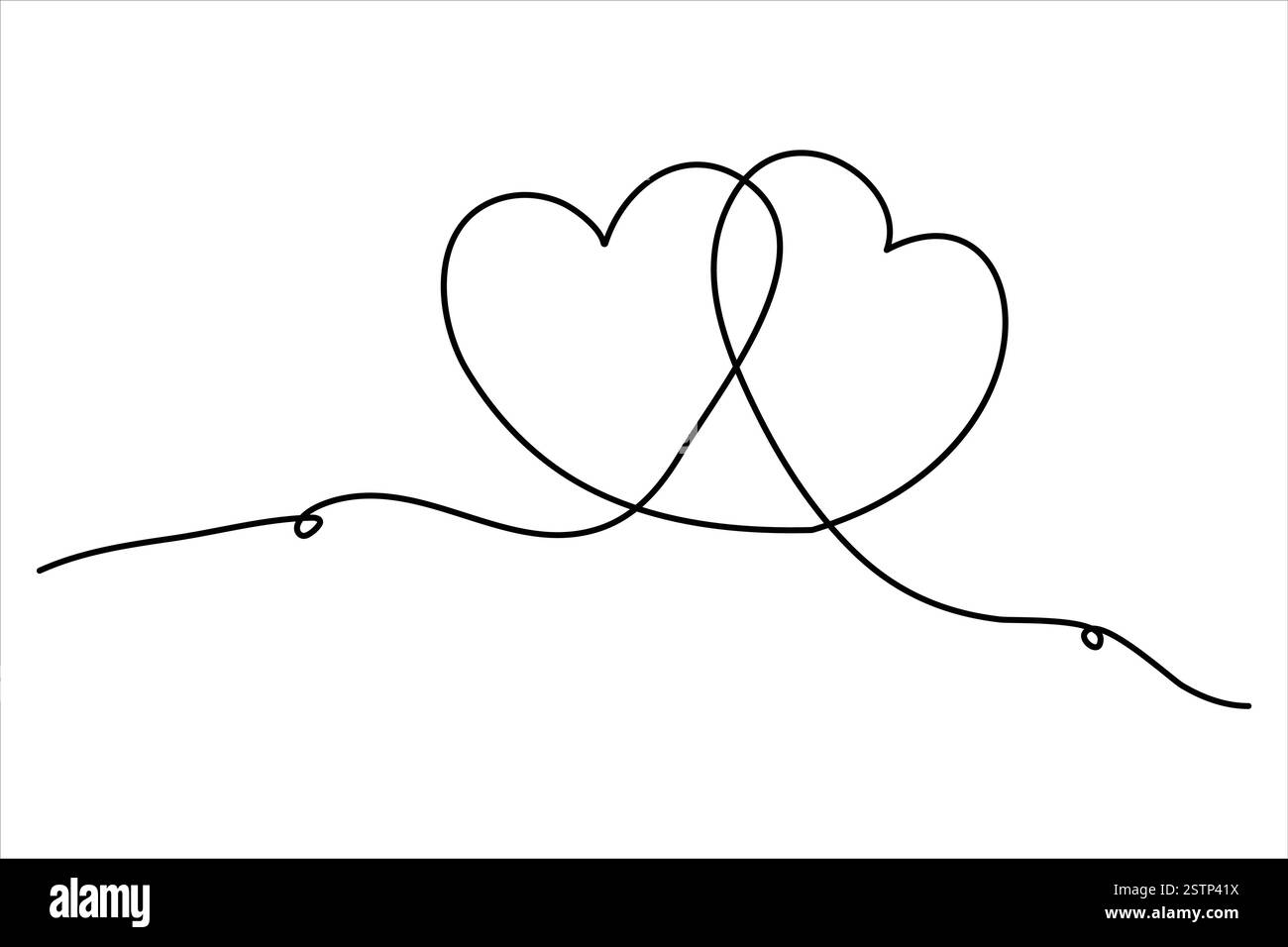Dessin de deux coeurs de symbole de coeur isolé sur fond blanc illustration vectorielle de contour Illustration de Vecteur