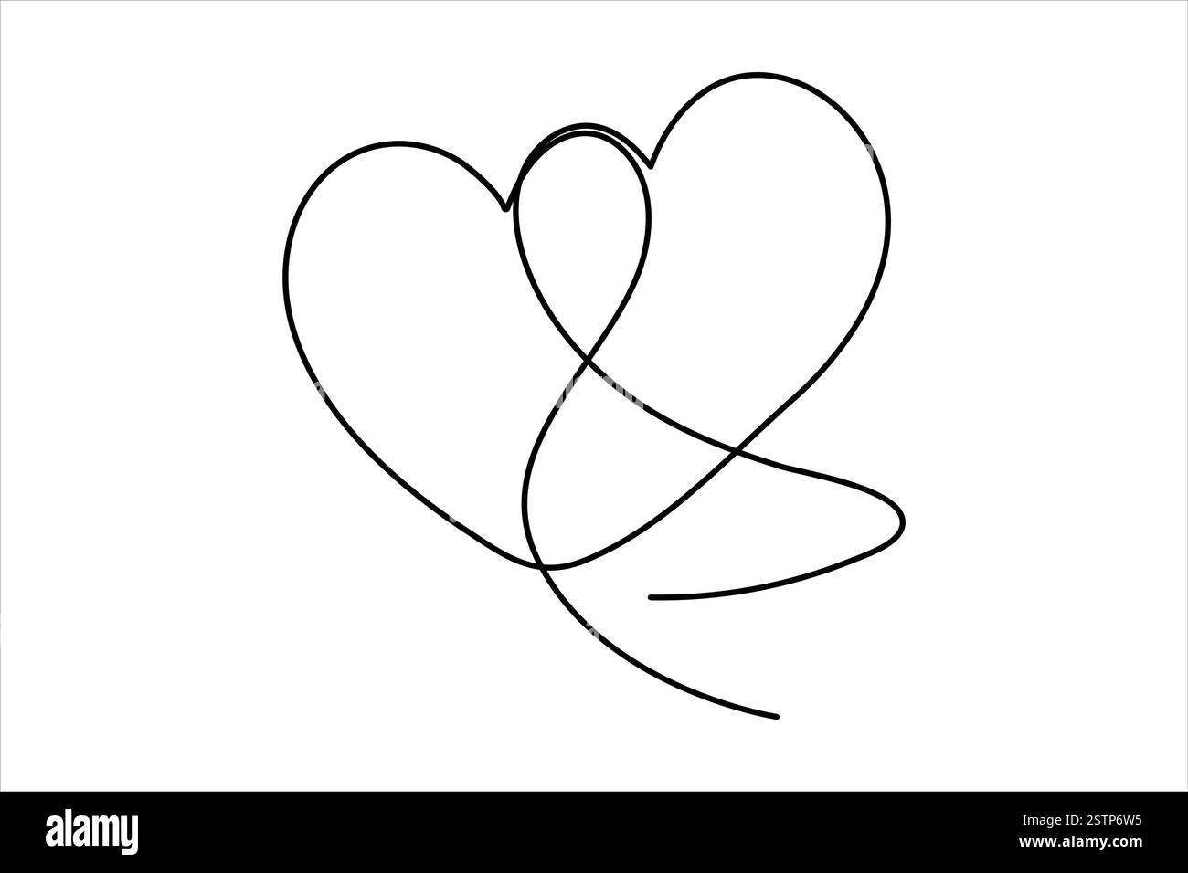 Dessin de deux coeurs de symbole de coeur isolé sur fond blanc illustration vectorielle de contour Illustration de Vecteur