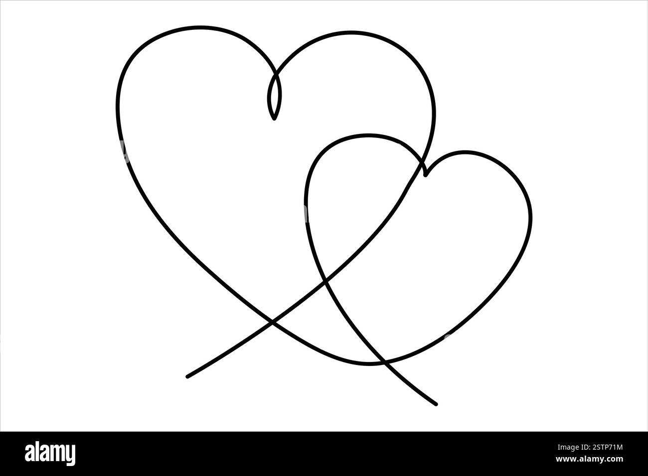 Dessin de deux coeurs de symbole de coeur isolé sur fond blanc illustration vectorielle de contour Illustration de Vecteur