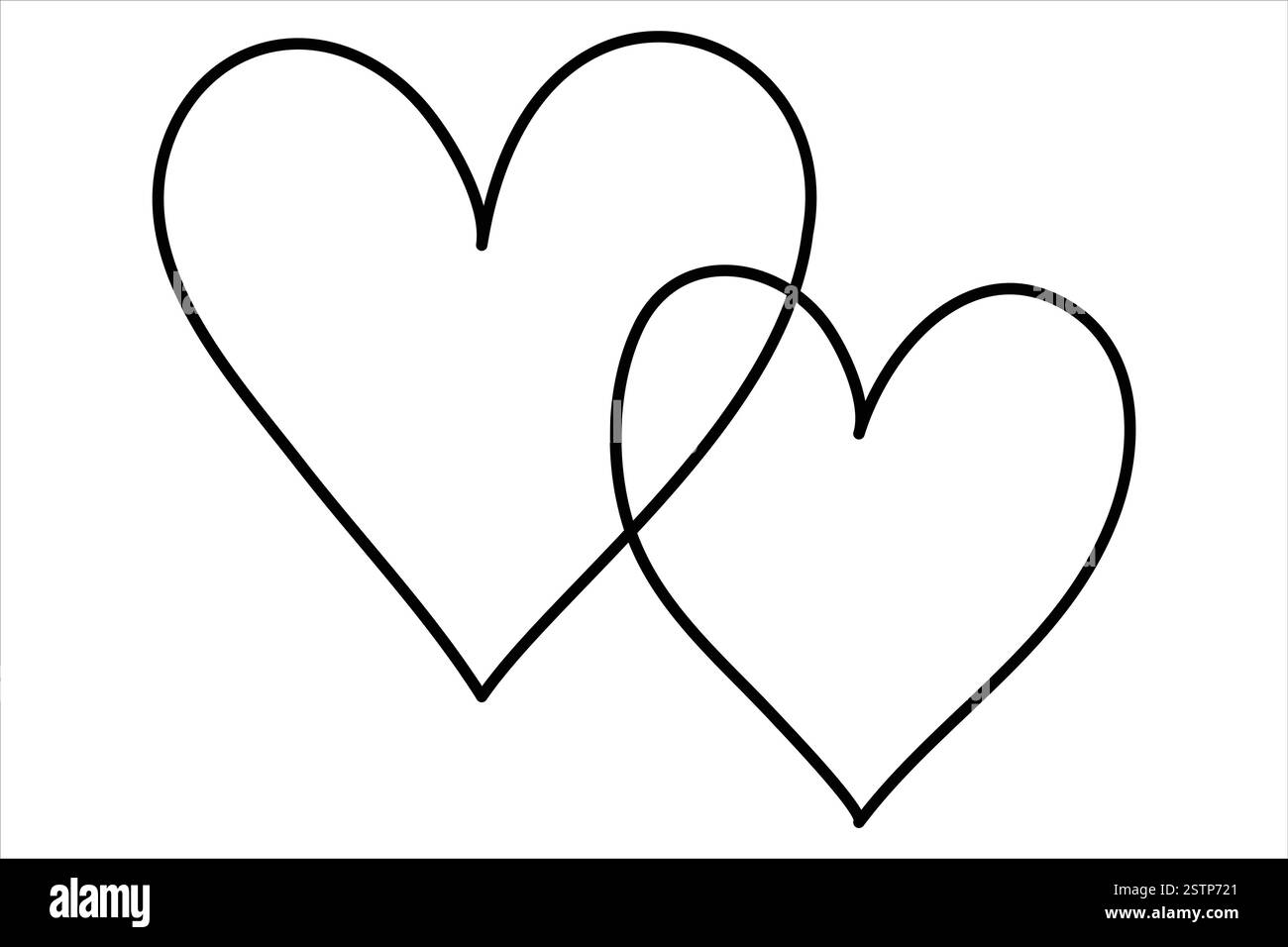 Dessin de deux coeurs de symbole de coeur isolé sur fond blanc illustration vectorielle de contour Illustration de Vecteur