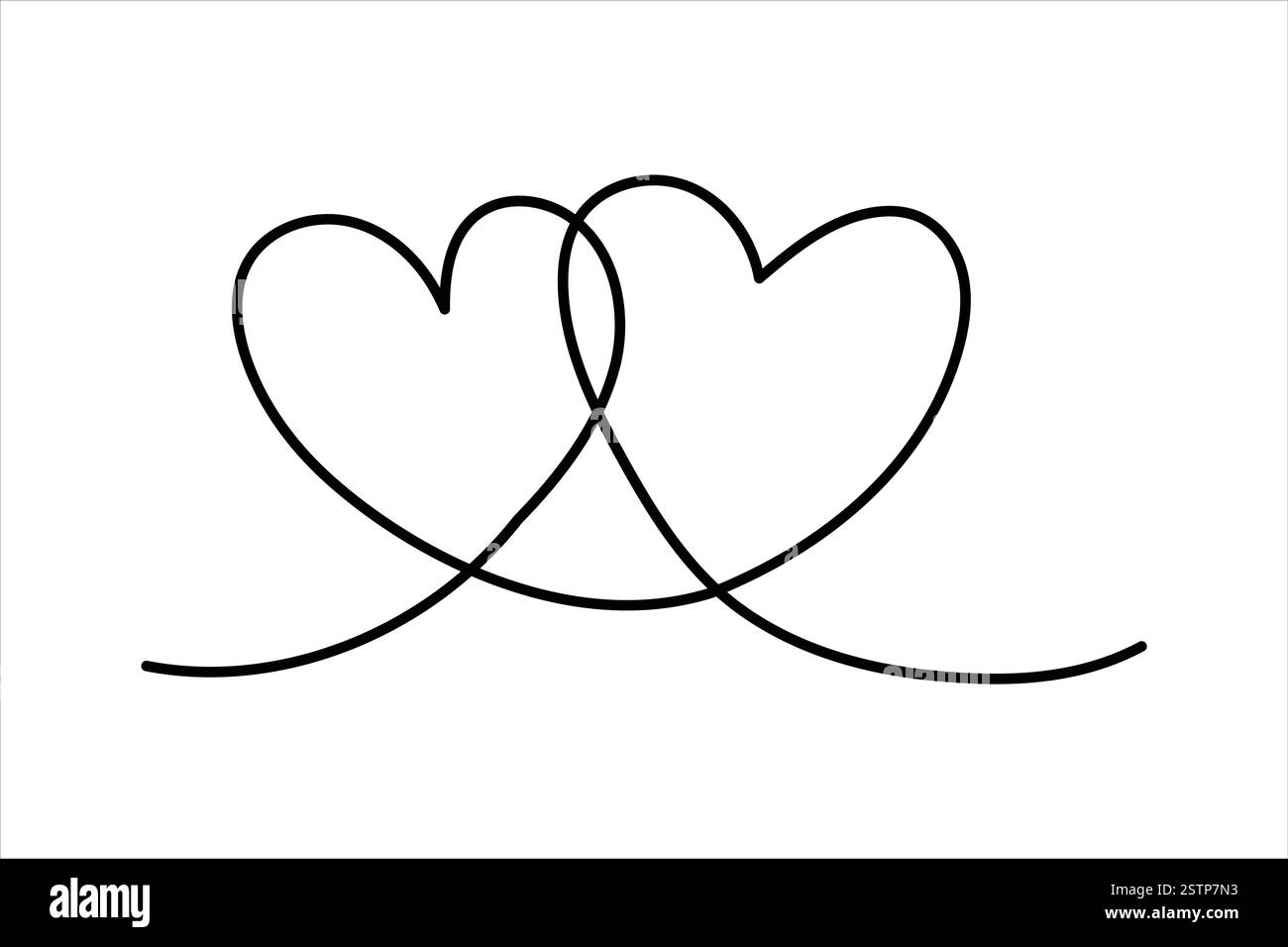 Dessin de deux coeurs de symbole de coeur isolé sur fond blanc illustration vectorielle de contour Illustration de Vecteur