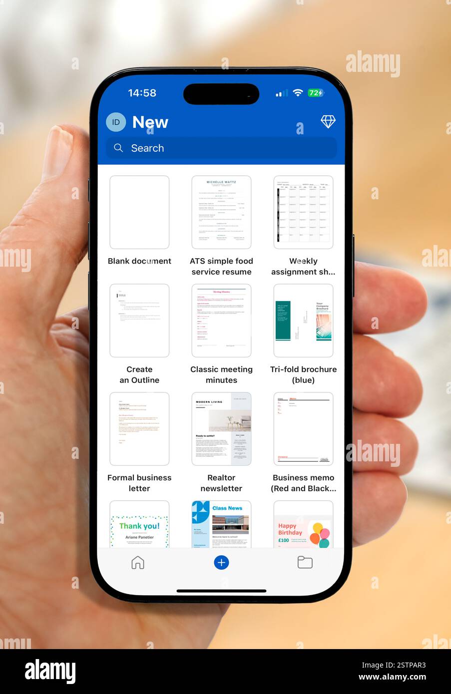 Microsoft Word sur un iPhone 16 plus Banque D'Images