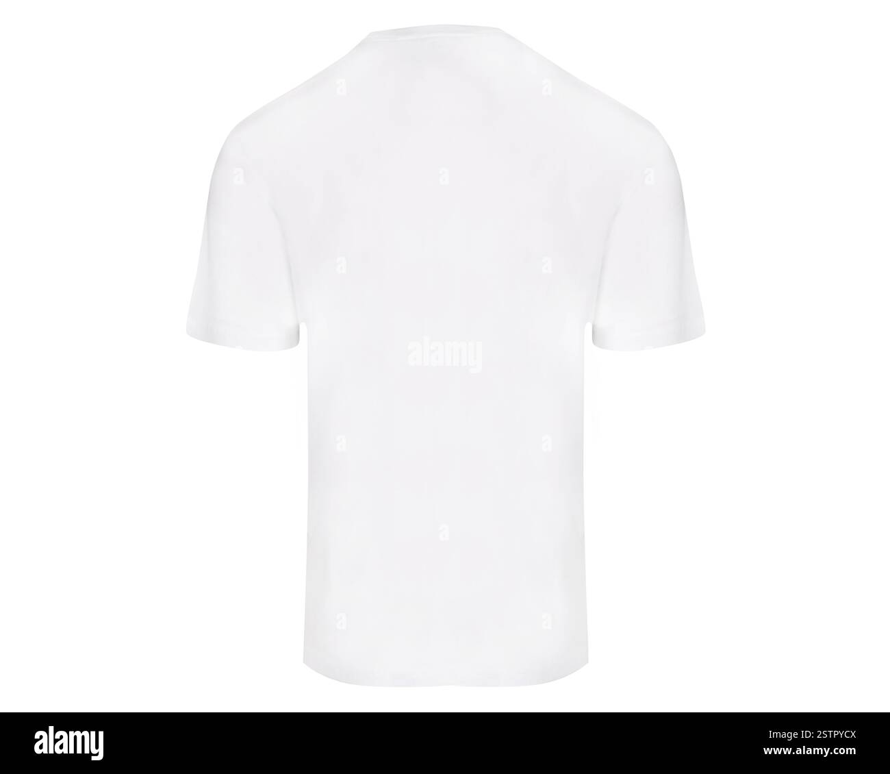 Blanc Plain T shirt vue arrière isolé sur blanc Banque D'Images