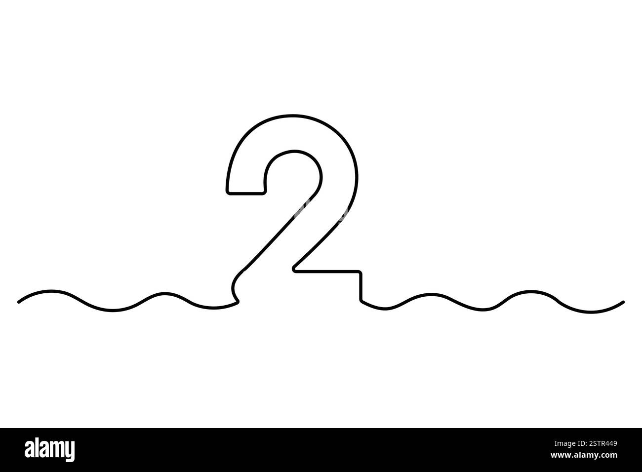 Numéro 2 dans le style de dessin de ligne continue. Dessin modifiable d'une ligne de l'icône numéro 2. Illustration vectorielle Illustration de Vecteur