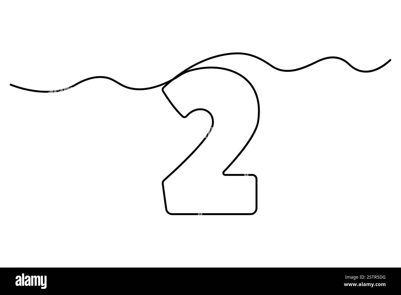 Numéro 2 dans le style de dessin de ligne continue. Dessin modifiable d'une ligne de l'icône numéro 2. Illustration vectorielle Illustration de Vecteur