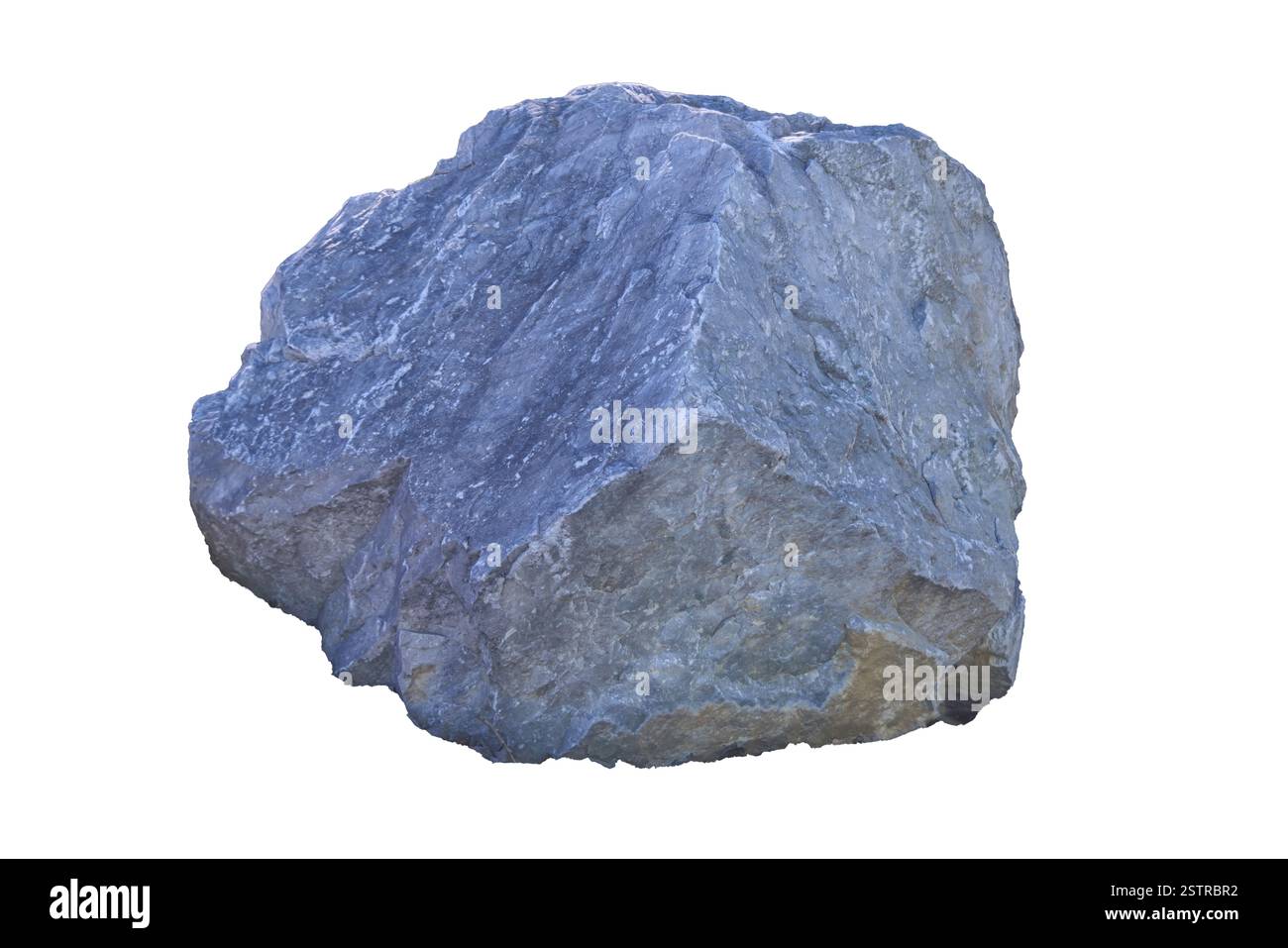 Natural Stone Boulder. Gros morceau de pierre isolé sur blanc. Le type de pierre est calcaire. Banque D'Images