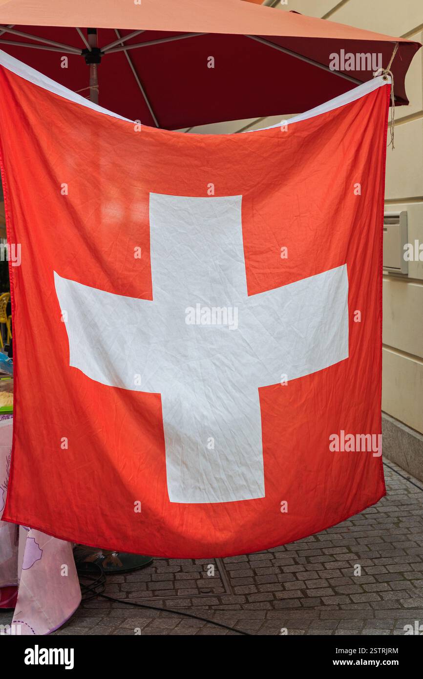 Tissu drapeau suisse Banque D'Images