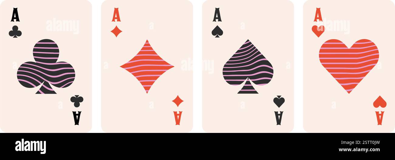 Illustration des cartes à jouer. trèfles, diamants, pique et coeurs Illustration de Vecteur