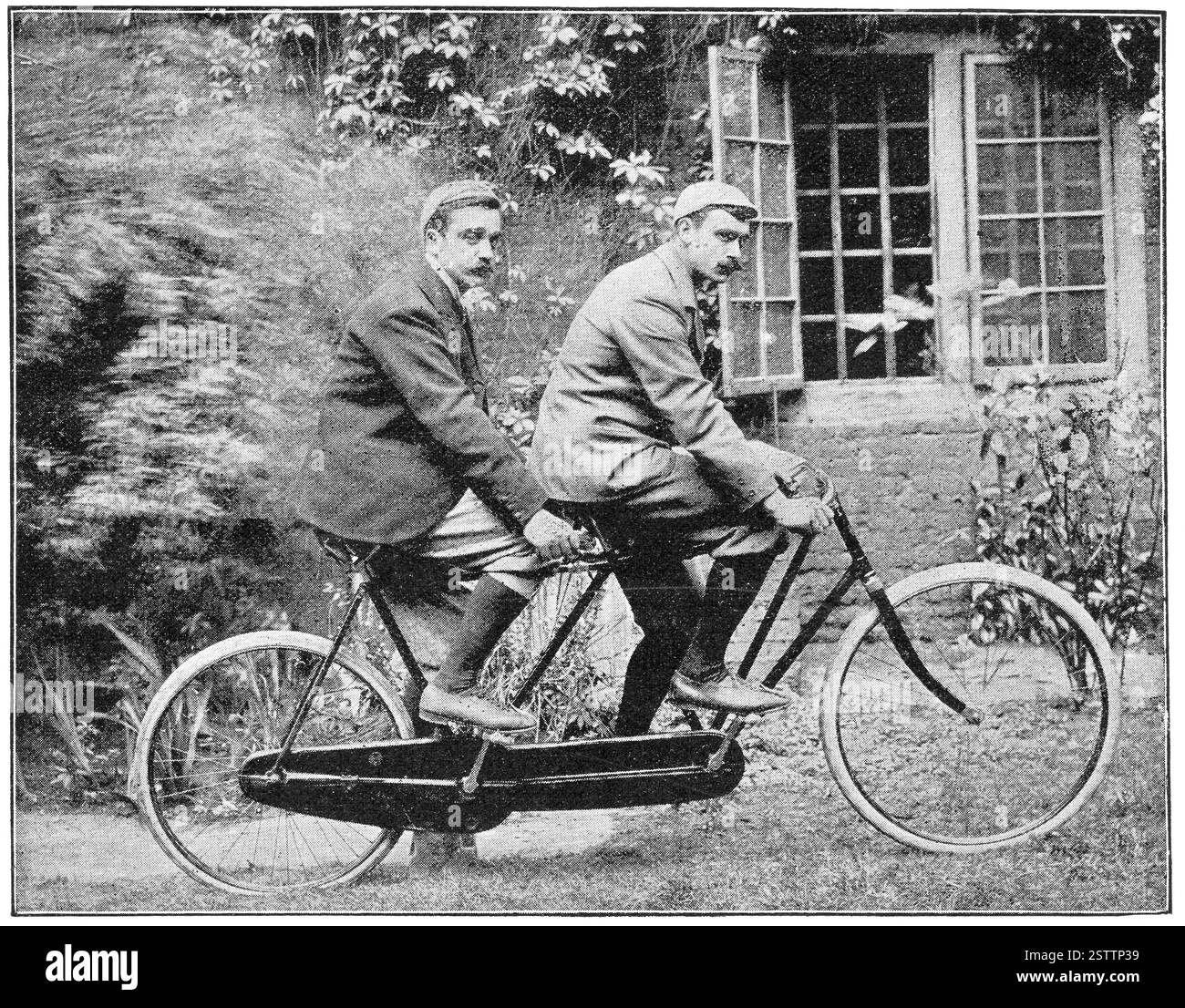 Remarquable couple anglais en tandem, John William stocks et Montague Alfred Holbein. Banque D'Images