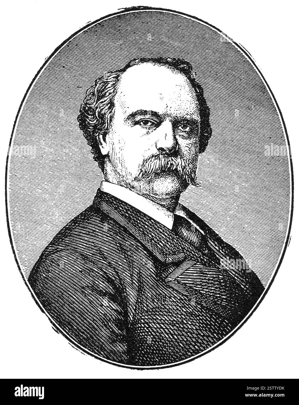 Portrait de Tommaso Salvini - un acteur italien. Illustration du 19e siècle. Arrière-plan blanc. Banque D'Images