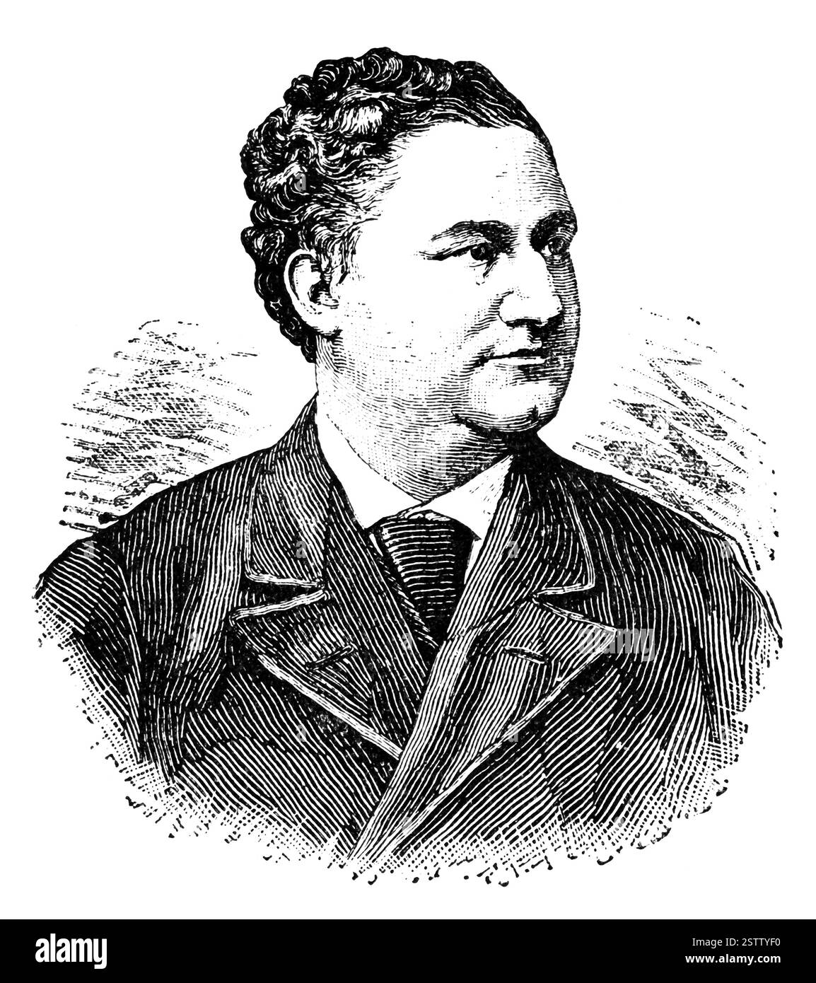 Portrait de Bernhard Baumeister - un acteur germano-autrichien. Illustration du XIXe siècle. Banque D'Images