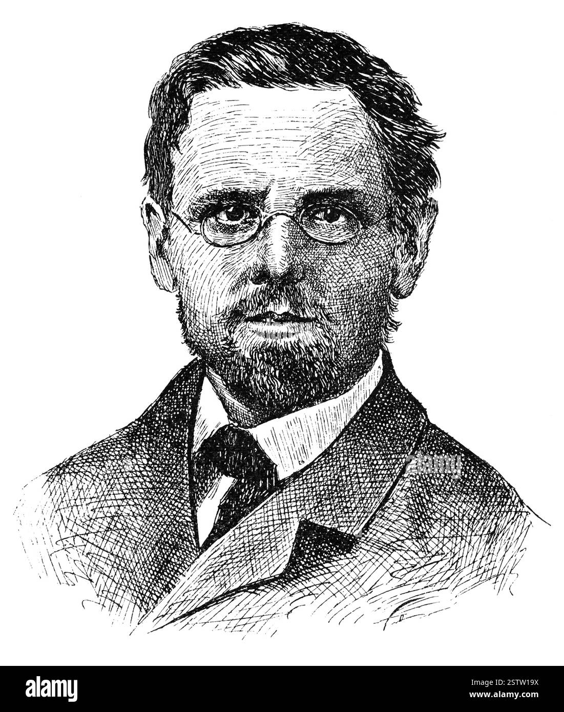 Portrait de Peter Rosegger - écrivain et poète autrichien. Illustration du XIXe siècle. Banque D'Images