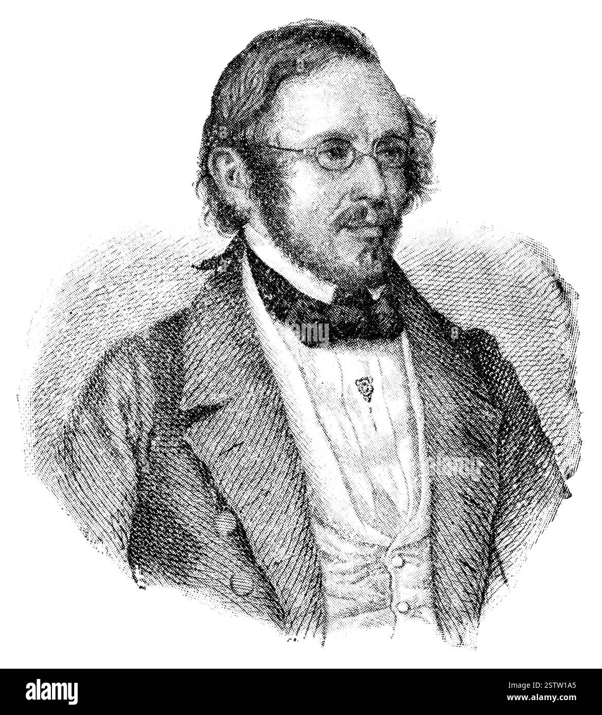 Portrait d'Eduard von Bauernfeld - un dramaturge autrichien, écrivain. Illustration du XIXe siècle. Banque D'Images