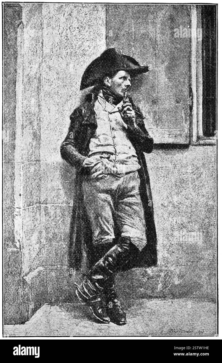 Le fumeur est une peinture de l'artiste français Ernest Meissonier. Illustration du XIXe siècle. Banque D'Images