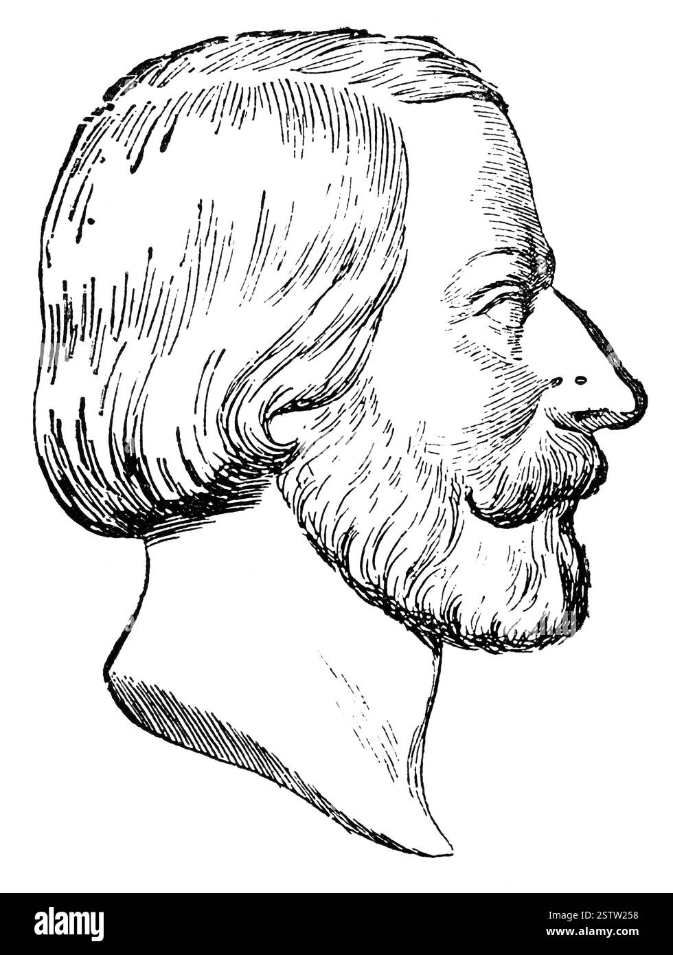 Portrait d'Adolf von Hildebrand - un sculpteur allemand. Illustration du XIXe siècle. Banque D'Images
