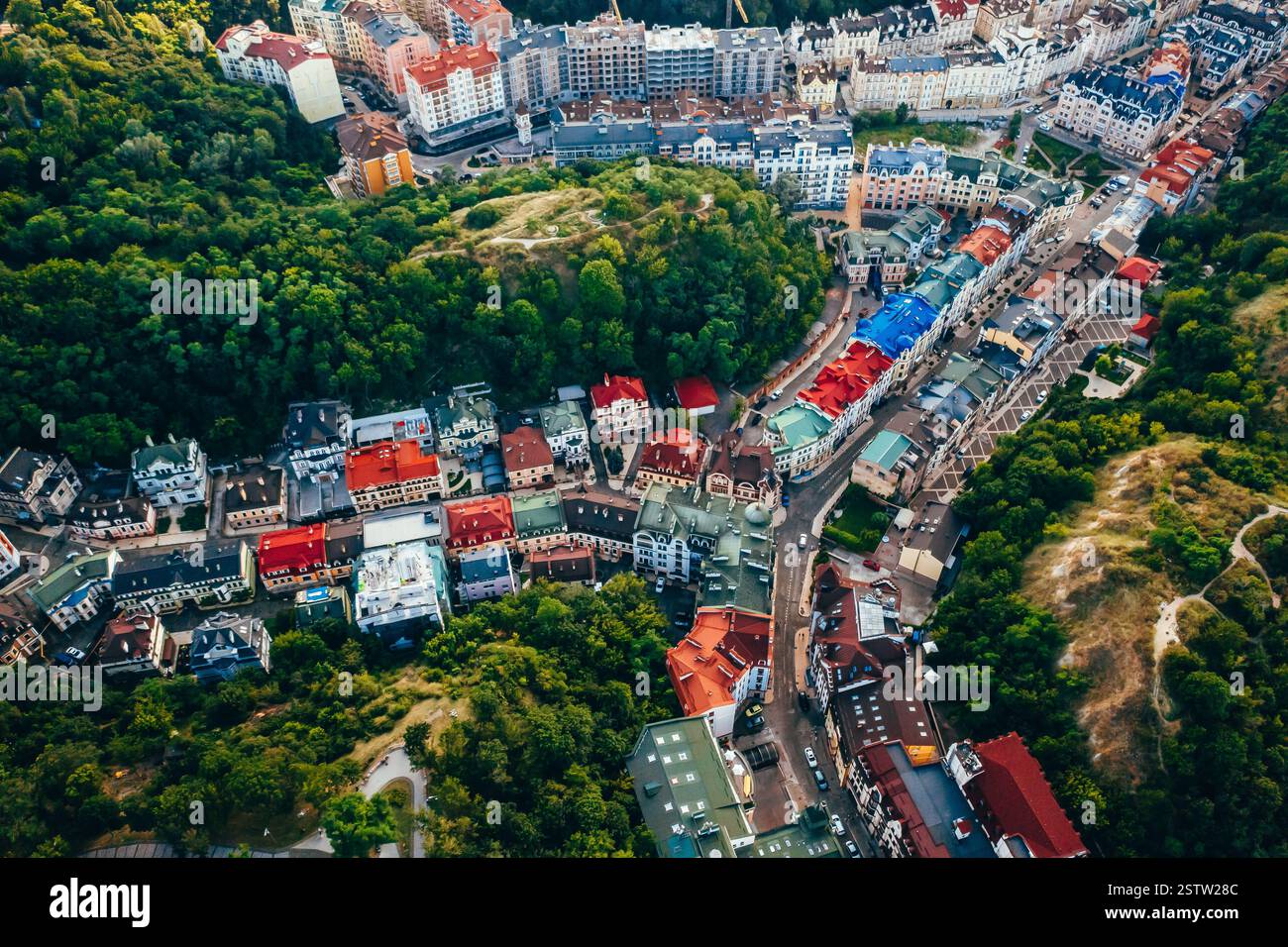 Vue aérienne panoramique sur la descente Andreevsky Banque D'Images