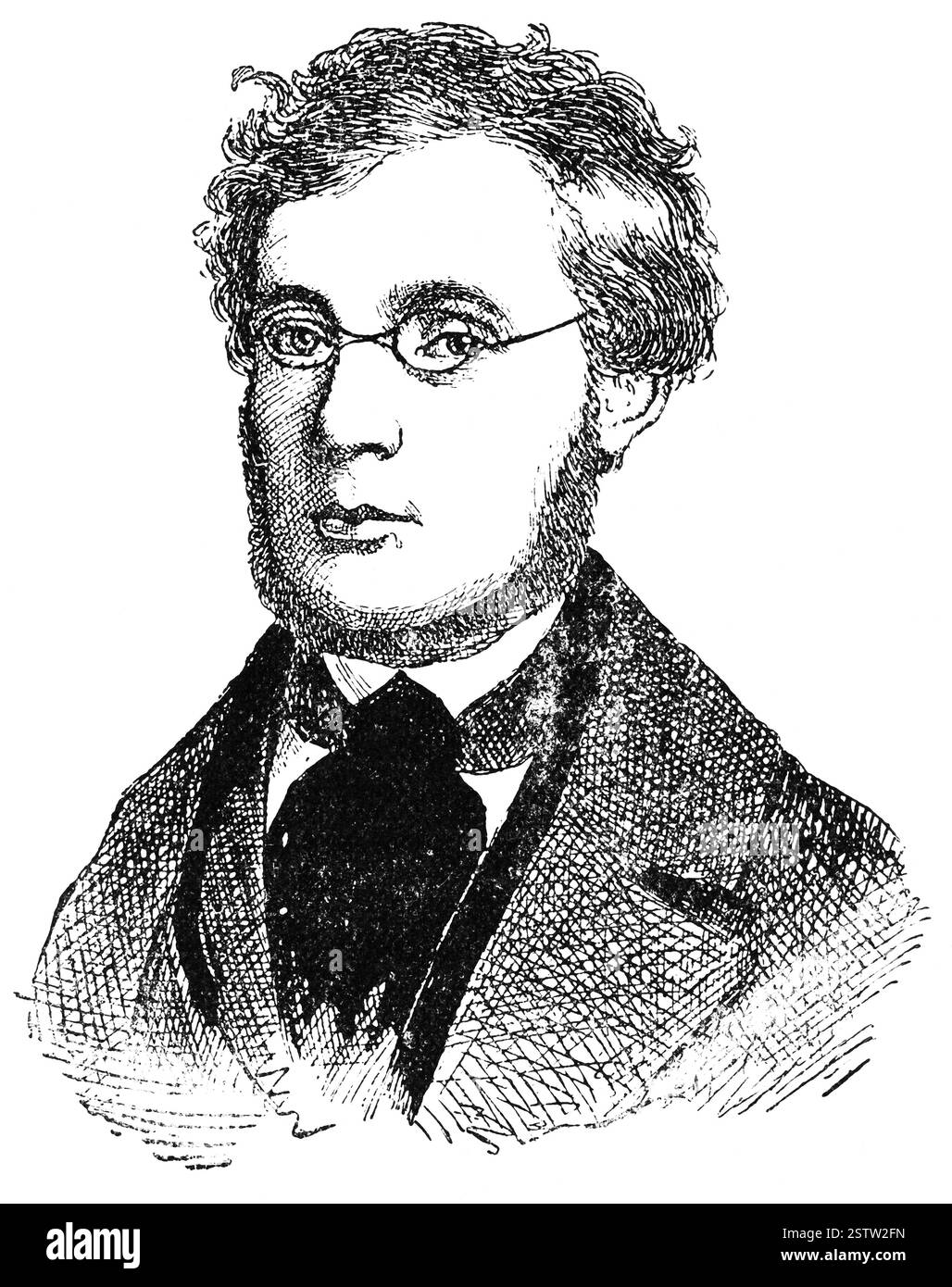 Portrait de Josef Hyrtl - anatomiste autrichien. Illustration du XIXe siècle. Allemagne. Banque D'Images