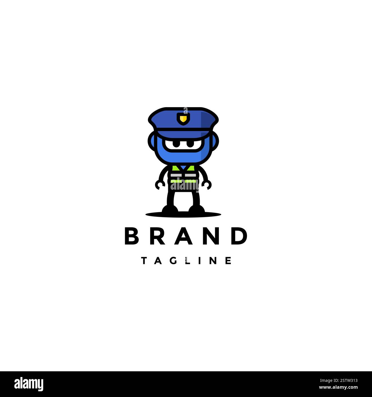 Police Security Bot Mascot logo Design. Cute police Bot Mascot logo Design. Illustration de Vecteur