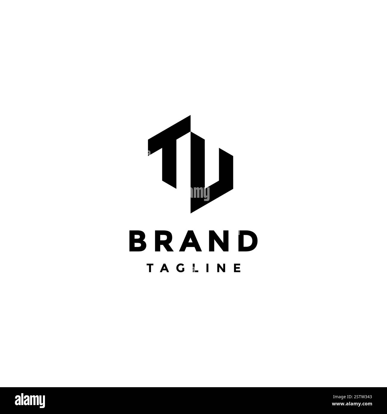 Lettre initiale hexagonale tu logo Design. Les lettres initiales T et U forment un logo hexagonal. Illustration de Vecteur